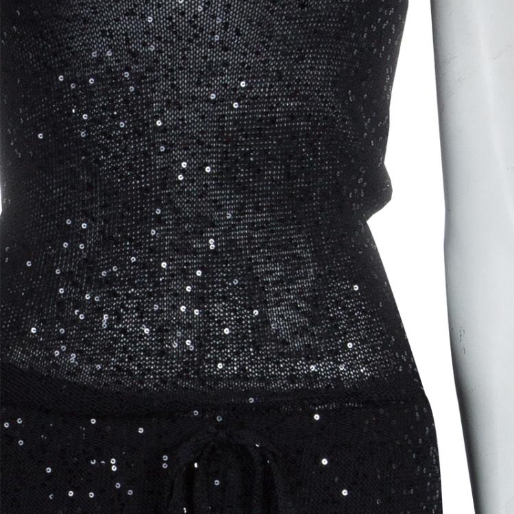 Pre Owned Stella McCartney Black Sequin Embellished Knit Racer Back Jumpsuit S