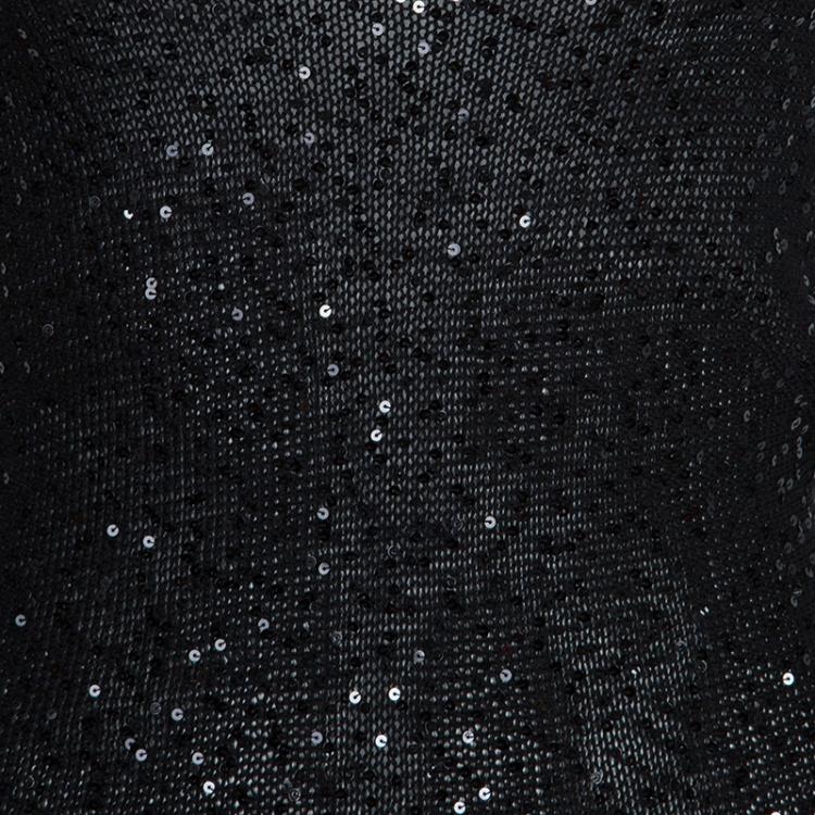 Pre Owned Stella McCartney Black Sequin Embellished Knit Racer Back Jumpsuit S