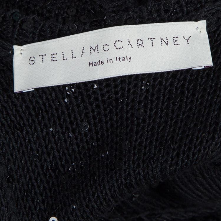 Pre Owned Stella McCartney Black Sequin Embellished Knit Racer Back Jumpsuit S