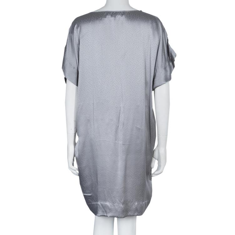 Pre Owned Stella McCartney Grey Silk Dotted Dress M