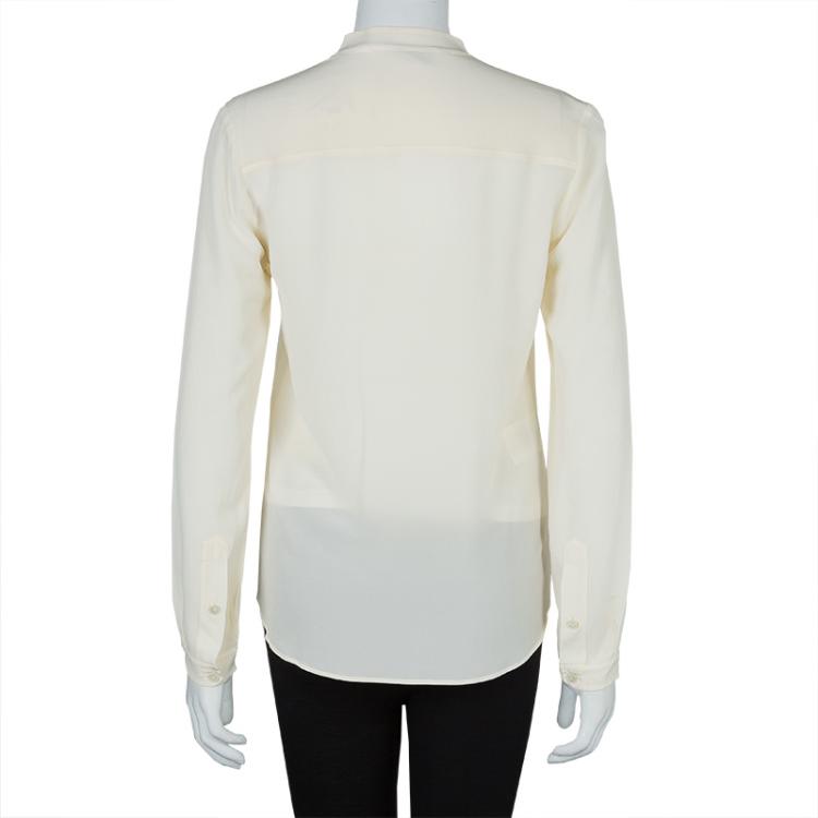 Pre Owned Stella McCartney Cream Silk Long Sleeve Blouse S