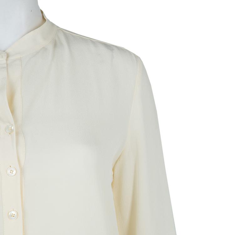 Pre Owned Stella McCartney Cream Silk Long Sleeve Blouse S
