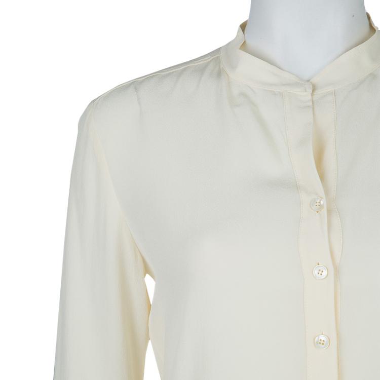Pre Owned Stella McCartney Cream Silk Long Sleeve Blouse S