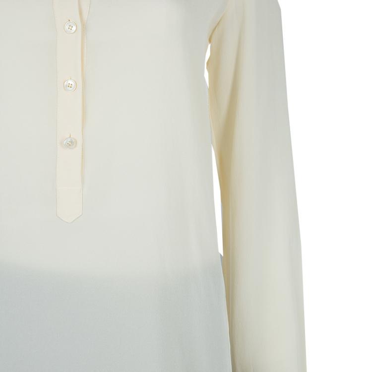 Pre Owned Stella McCartney Cream Silk Long Sleeve Blouse S