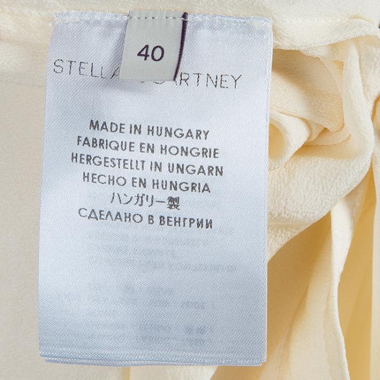 Pre Owned Stella McCartney Cream Silk Long Sleeve Blouse S