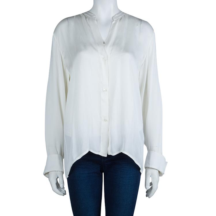 Pre Owned Stella McCartney Cream Long Sleeve Blouse M