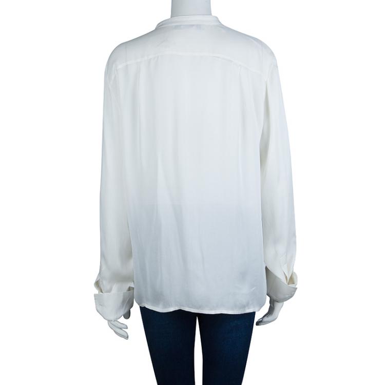 Pre Owned Stella McCartney Cream Long Sleeve Blouse M