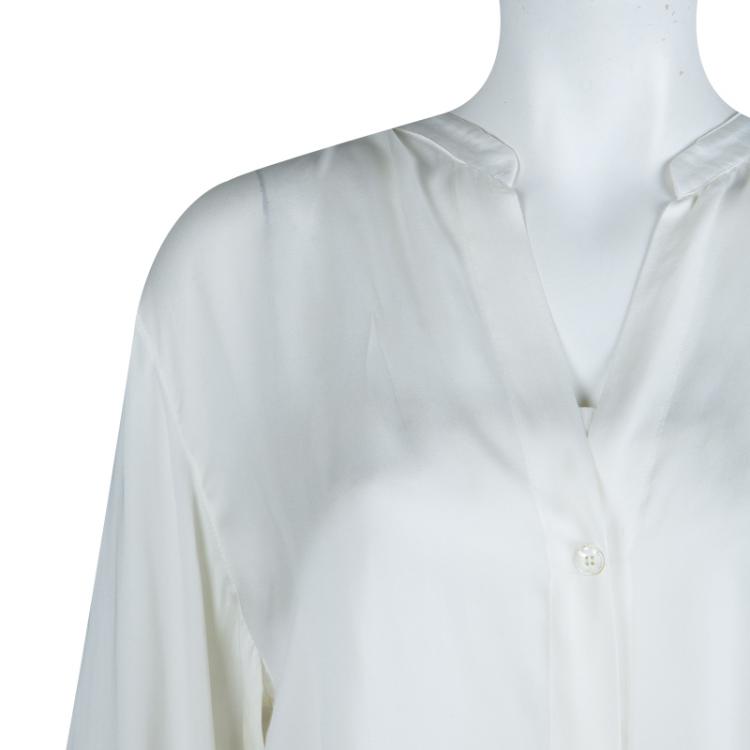 Pre Owned Stella McCartney Cream Long Sleeve Blouse M