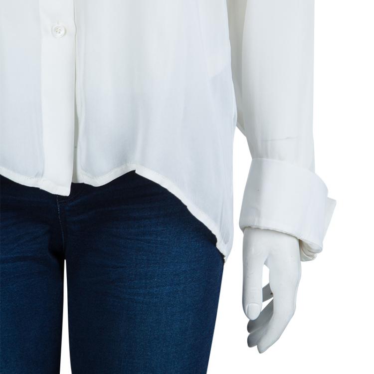 Pre Owned Stella McCartney Cream Long Sleeve Blouse M