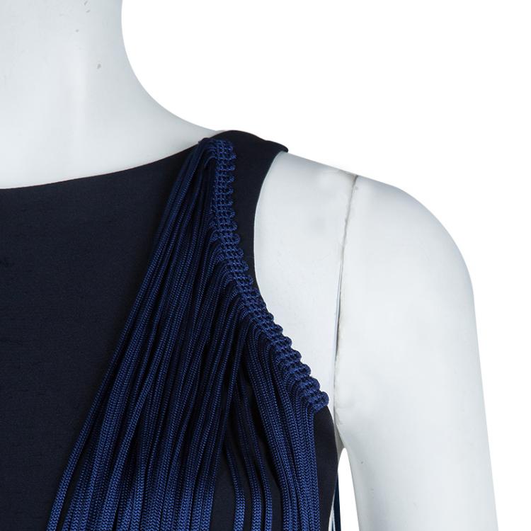 Pre Owned Stella McCartney Blue And Black Ombre Fringed Dress S