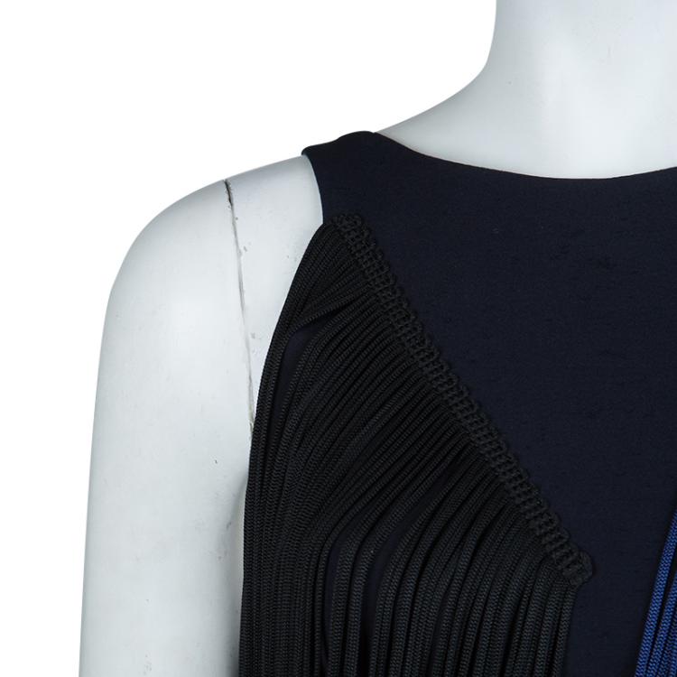 Pre Owned Stella McCartney Blue And Black Ombre Fringed Dress S