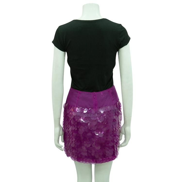Pre Owned Stella McCartney Pink Organza Sequin Paillette Embellished Mini Skirt S
