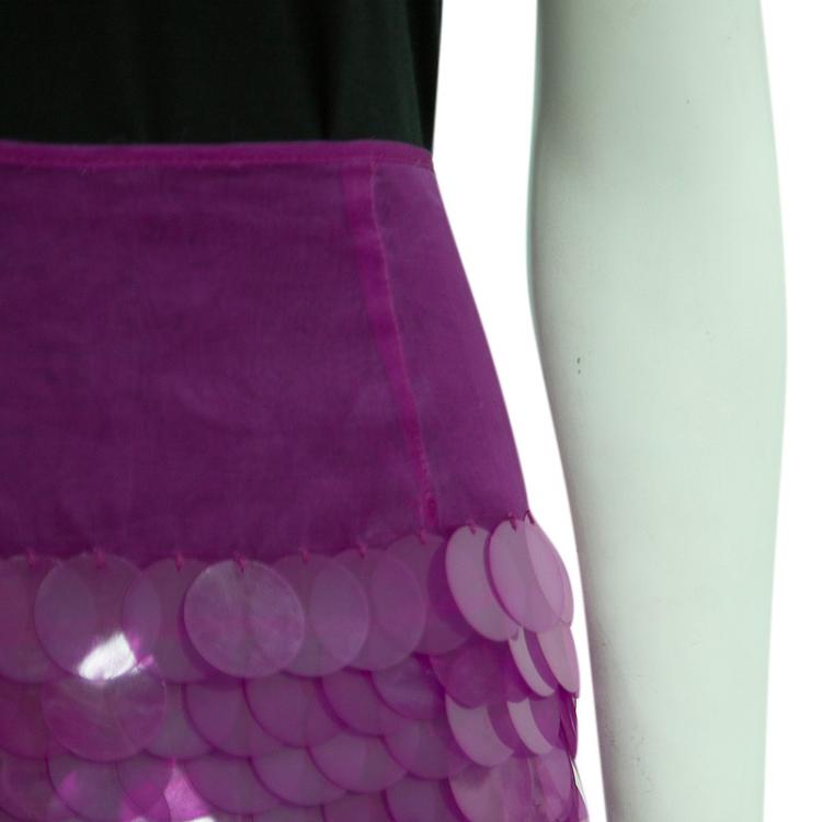 Pre Owned Stella McCartney Pink Organza Sequin Paillette Embellished Mini Skirt S