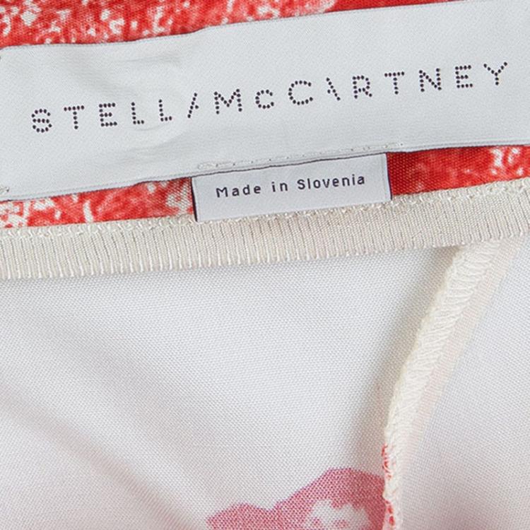 Pre Owned Stella McCartney Cream Silk Floral Printed A-Line Skirt M
