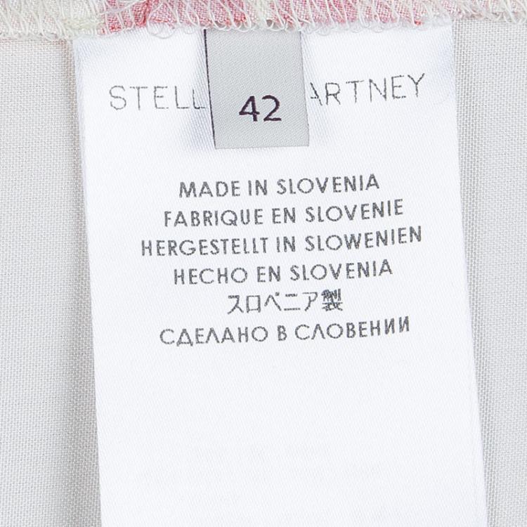 Pre Owned Stella McCartney Cream Silk Floral Printed A-Line Skirt M