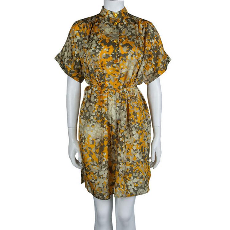 Pre Owned Stella McCartney Multicolor Floral Printed Silk Waist Tie Detail Dress S