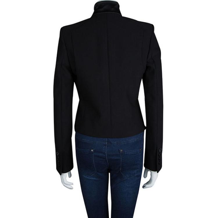 Pre Owned Stella McCartney Black Satin Lapel Detail Blazer M