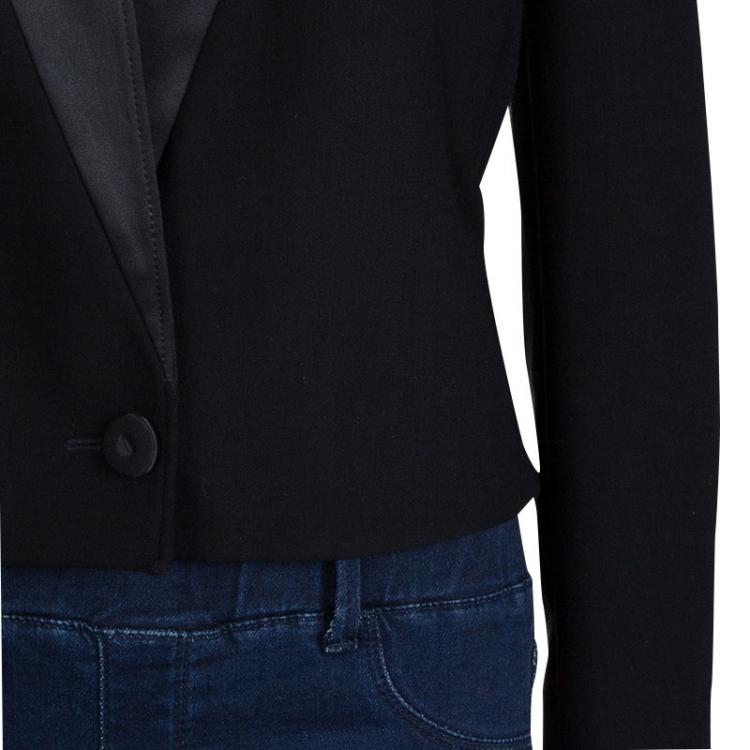 Pre Owned Stella McCartney Black Satin Lapel Detail Blazer M