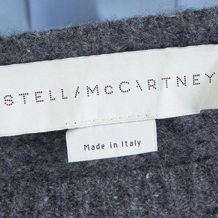 Pre Owned Stella McCartney Grey Wool Zip Detail Crew Neck Sweater M
