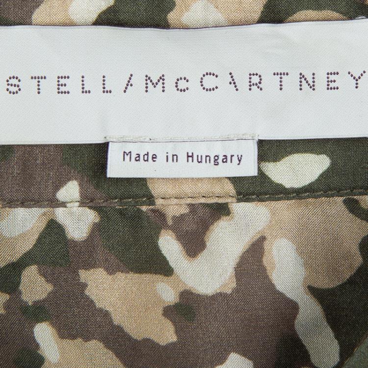 مملوكة مسبقًا Stella McCartney Camouflage Print Button Down Silk Shirt M