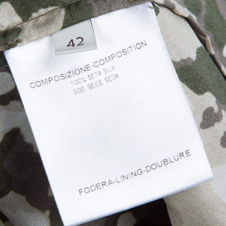 مملوكة مسبقًا Stella McCartney Camouflage Print Button Down Silk Shirt M