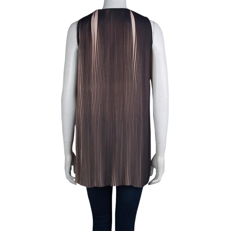 Pre Owned Stella McCartney Pink and Black Plisse Sleeveless Top XS