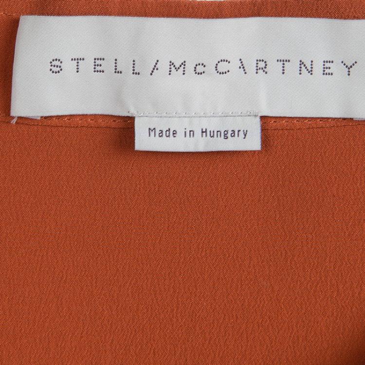 Pre Owned Stella McCartney Brick Orange Long Sleeve Silk Blouse L