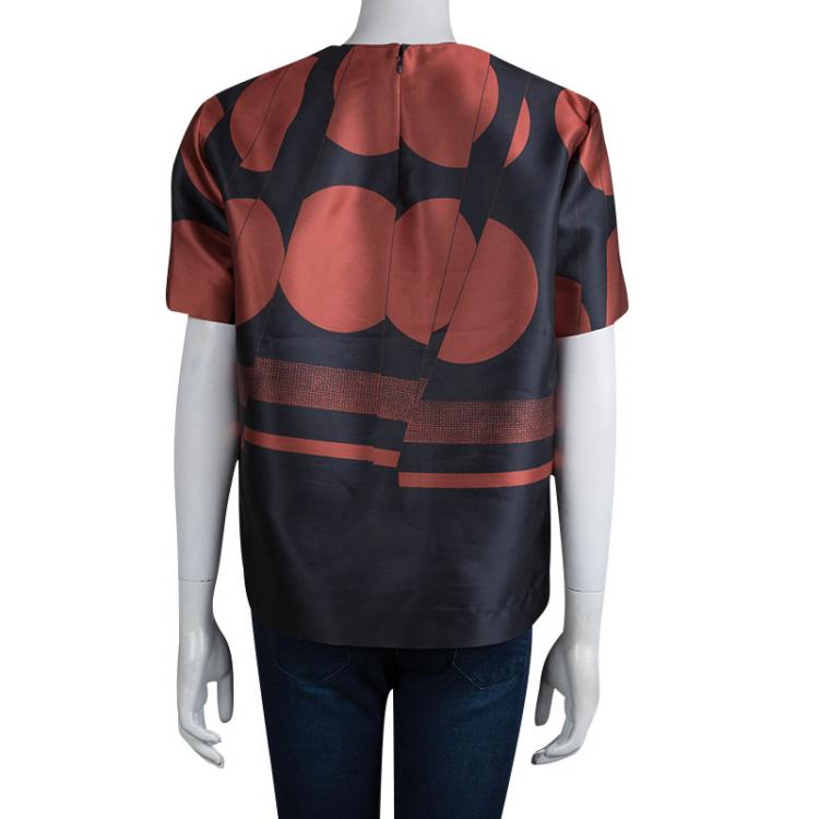 Pre Owned Stella McCartney Red Dotted Silk Top L