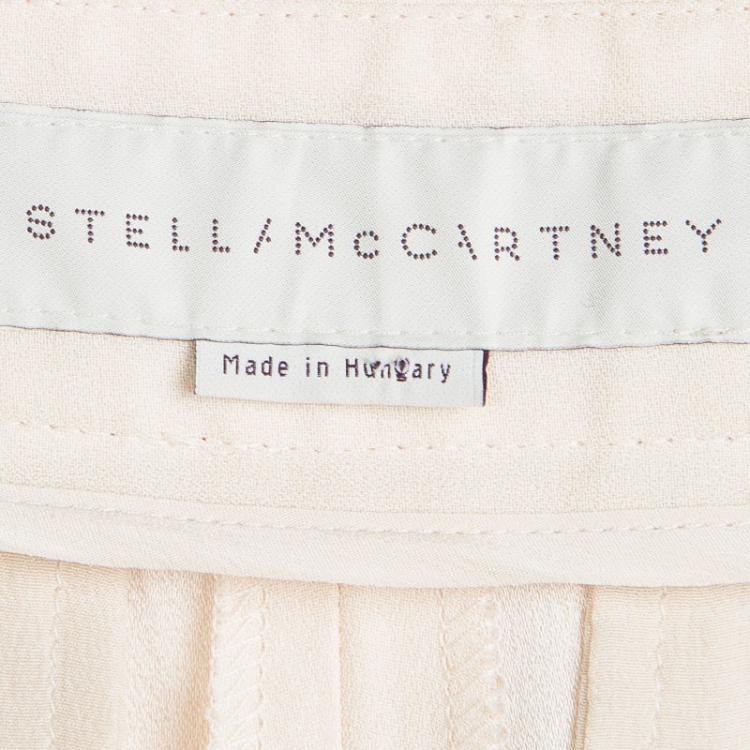 Pre Owned Stella McCartney Beige Satin Side Panel Detail Tailored Trousers M