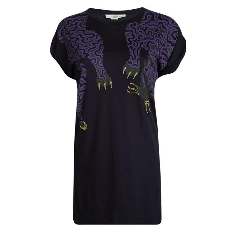Pre Owned Stella McCartney Navy Blue Tiger Print T-Shirt S