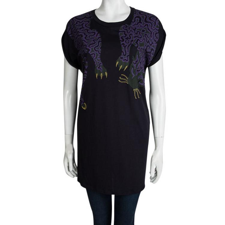 Pre Owned Stella McCartney Navy Blue Tiger Print T-Shirt S