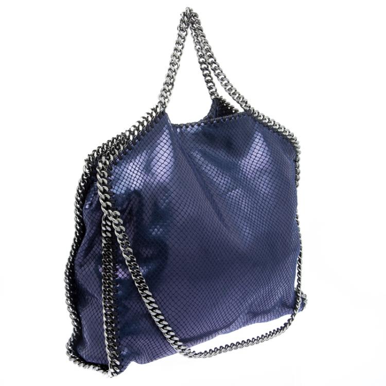 Pre Owned Stella McCartney Blue Faux Python Small Falabella Tote