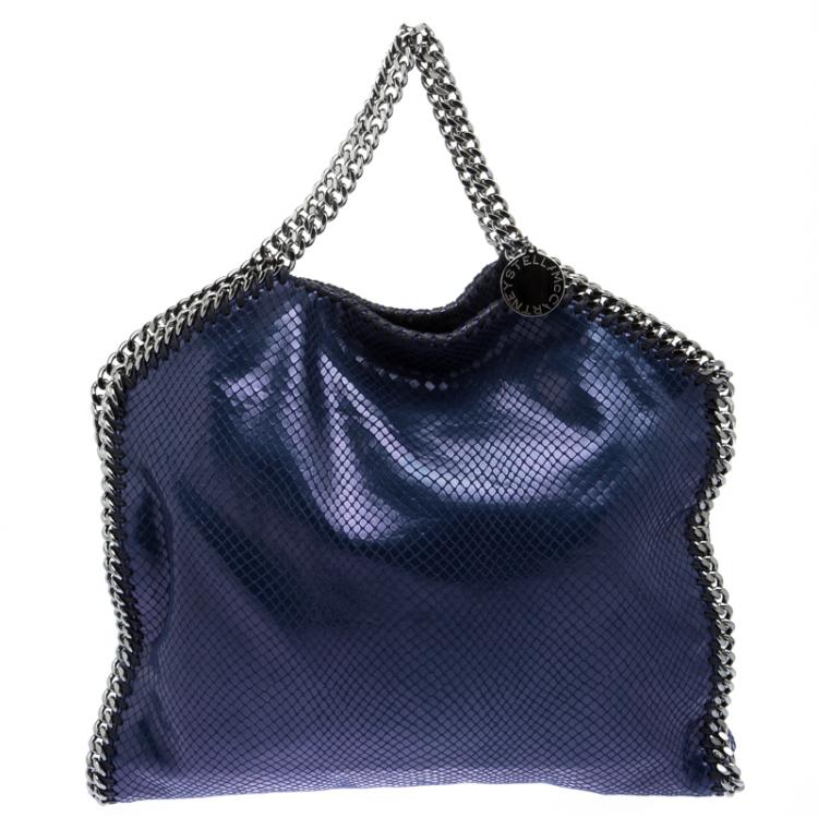 Pre Owned Stella McCartney Blue Faux Python Small Falabella Tote