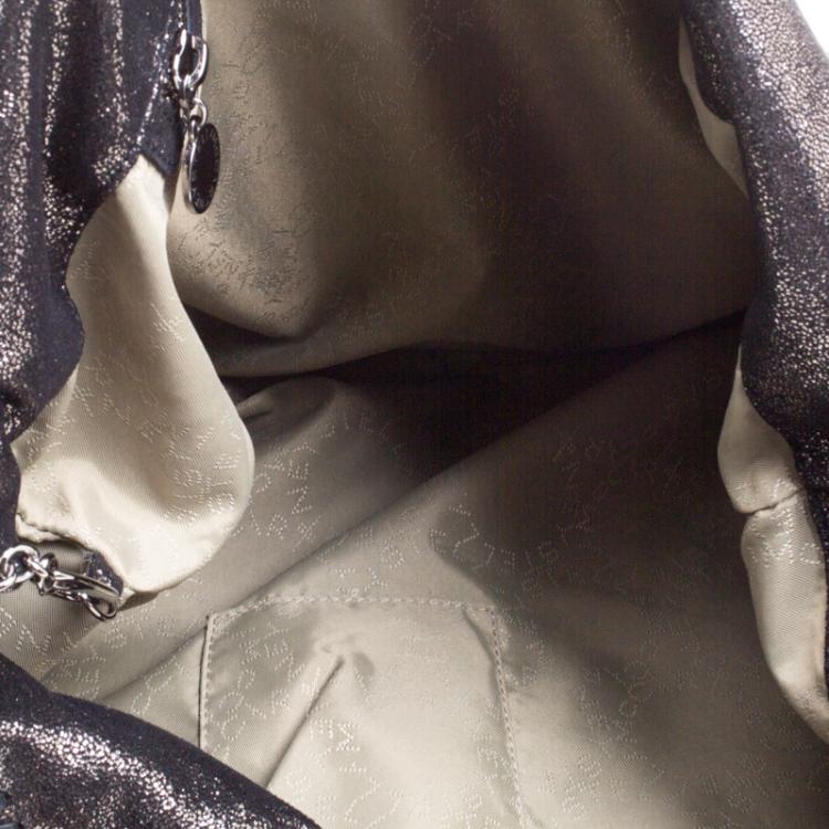 Pre Owned Stella McCartney Black Iridescent Faux Leather Large Falabella Tote