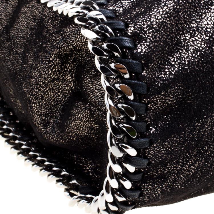 Pre Owned Stella McCartney Black Iridescent Faux Leather Large Falabella Tote