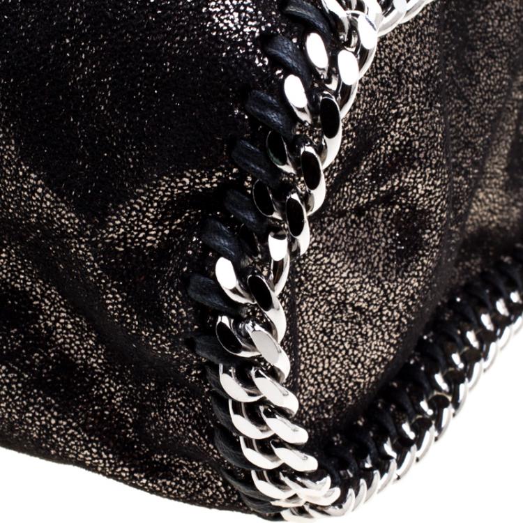 Pre Owned Stella McCartney Black Iridescent Faux Leather Large Falabella Tote