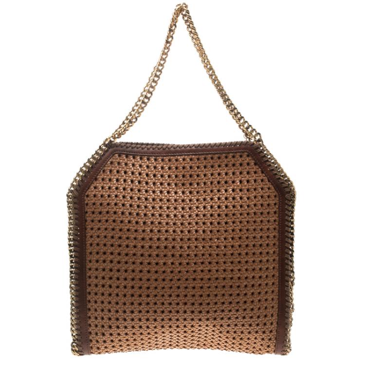 Pre Owned Stella McCartney Brown Wicker Faux Leather Small Falabella Bag