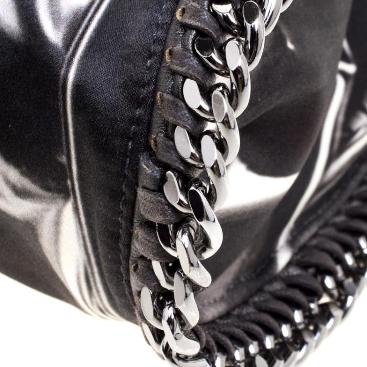 Pre Owned Stella McCartney Black/White Satin Small Falabella Tote