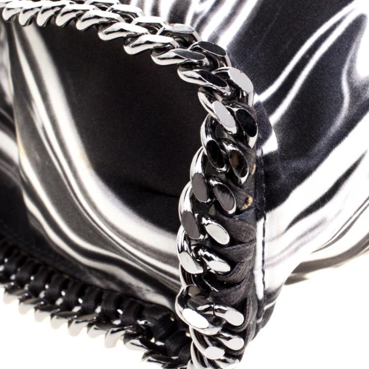 Pre Owned Stella McCartney Black/White Satin Small Falabella Tote