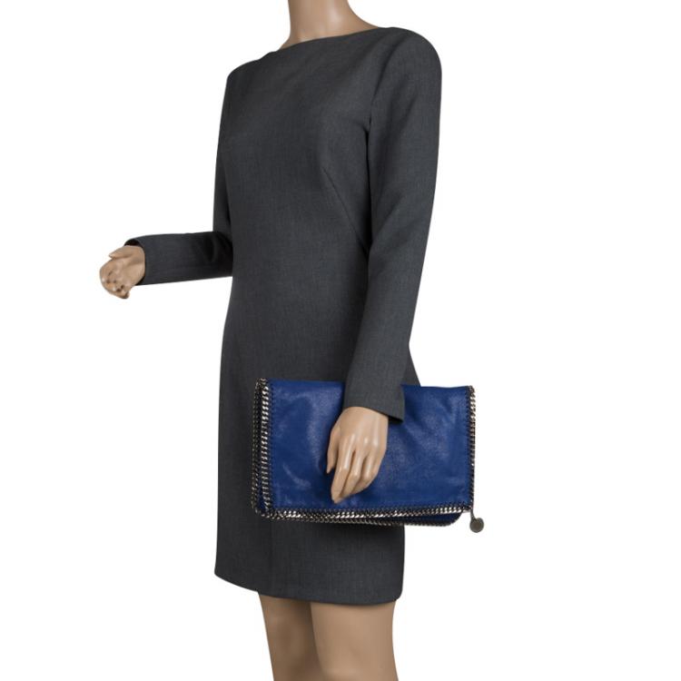 Pre Owned Stella McCartney Blue Faux Leather Falabella Foldover Clutch