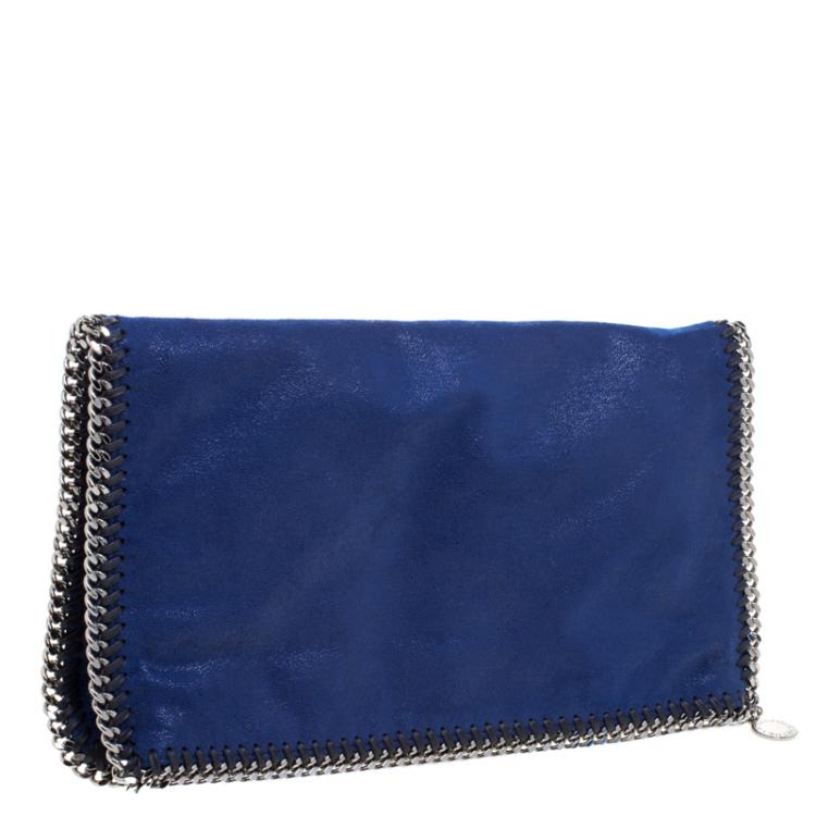 Pre Owned Stella McCartney Blue Faux Leather Falabella Foldover Clutch