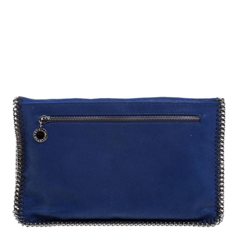 Pre Owned Stella McCartney Blue Faux Leather Falabella Foldover Clutch