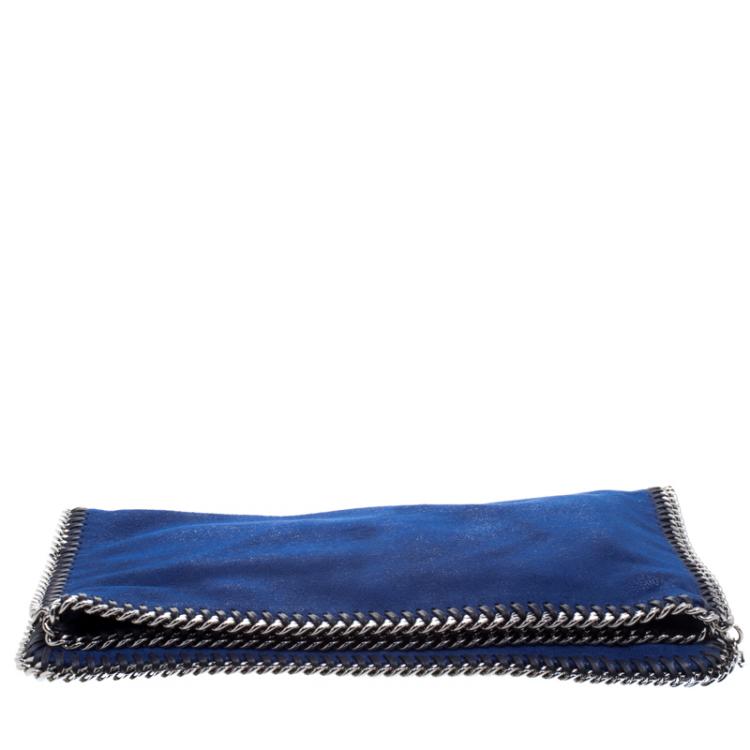 Pre Owned Stella McCartney Blue Faux Leather Falabella Foldover Clutch