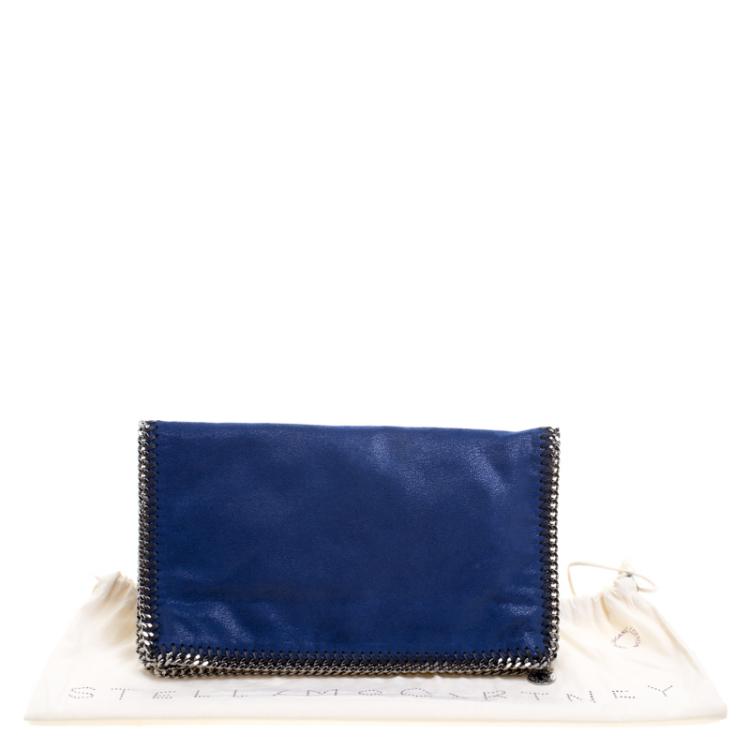 Pre Owned Stella McCartney Blue Faux Leather Falabella Foldover Clutch