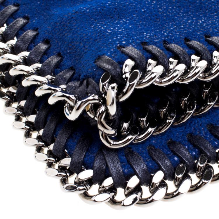 Pre Owned Stella McCartney Blue Faux Leather Falabella Foldover Clutch