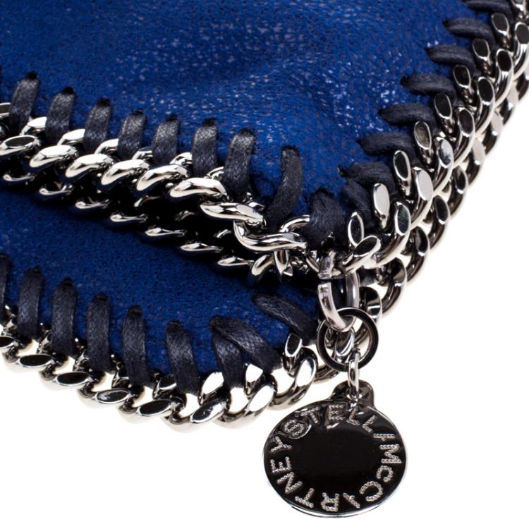 Pre Owned Stella McCartney Blue Faux Leather Falabella Foldover Clutch