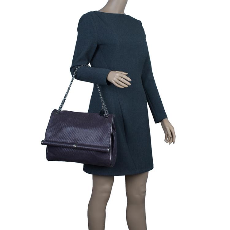 Pre Owned Stella McCartney Gray Leather Graphite Vegan Chain Shoulder Bag