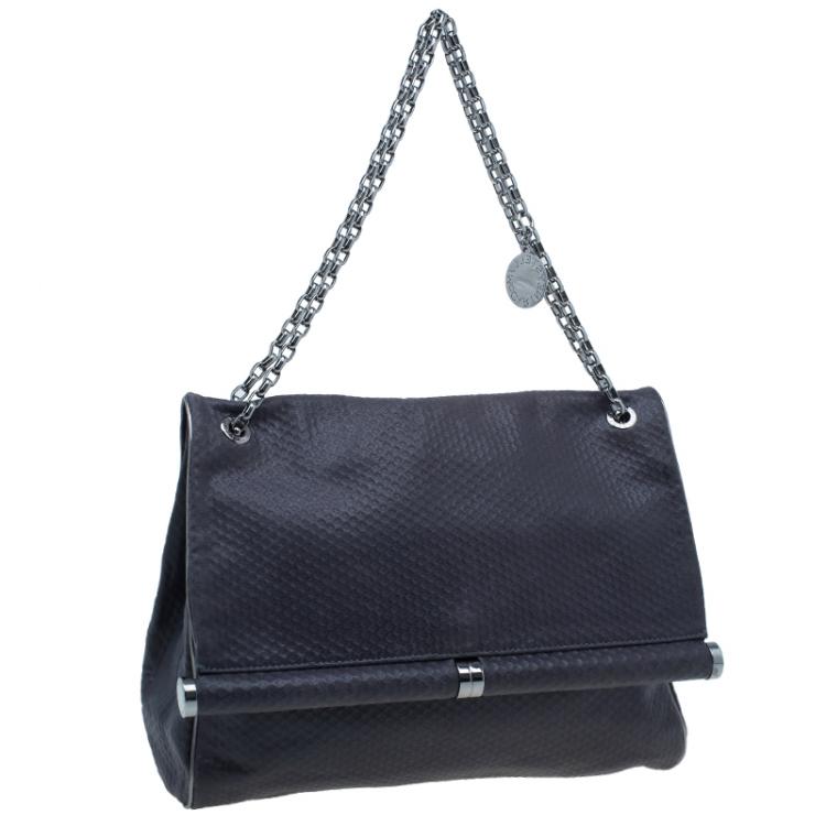Pre Owned Stella McCartney Gray Leather Graphite Vegan Chain Shoulder Bag