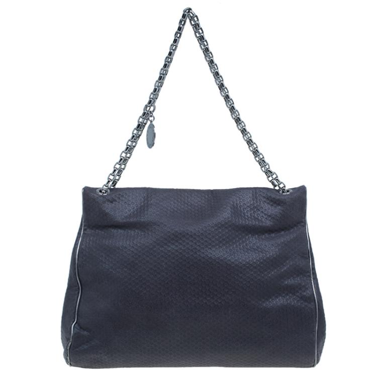 Pre Owned Stella McCartney Gray Leather Graphite Vegan Chain Shoulder Bag