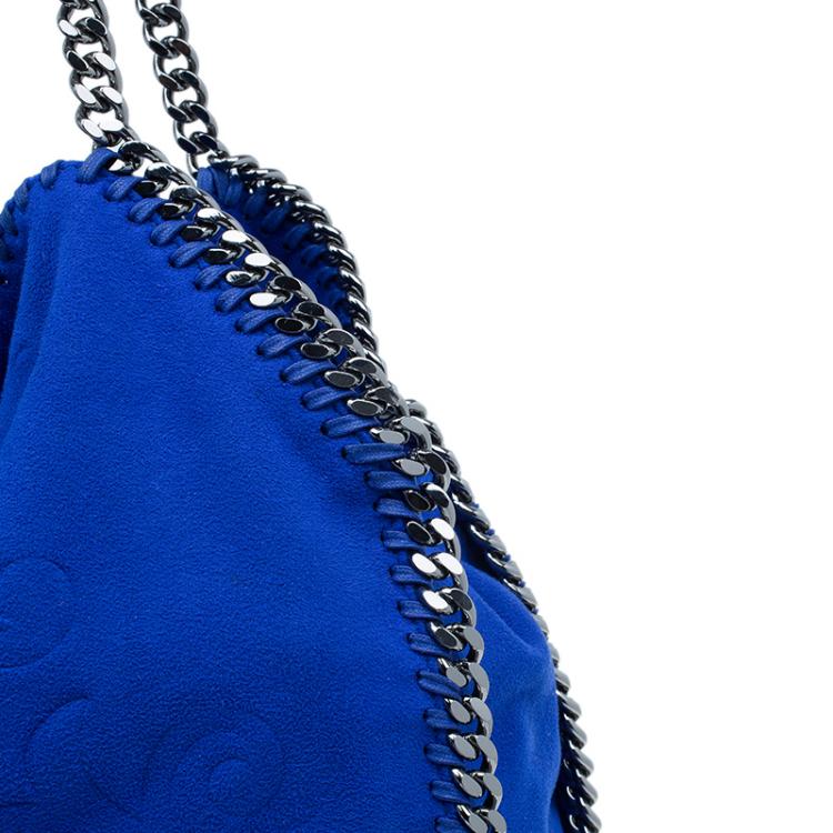 Pre Owned Stella McCartney Blue Suede Falabella Embossed Faux Shoulder Bag